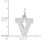 14K White Gold Small Block Intial Letter V Charm Jewerly 18mm x 10mm